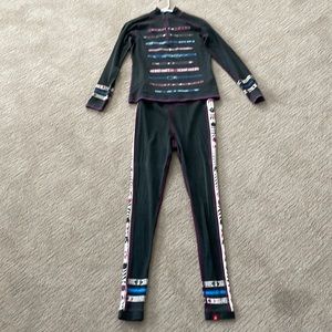 Krimson Klover Charcoal Gray and Purple Long Underwear Ski Set